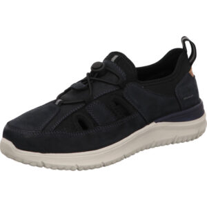 Josef Seibel Herren Schnürschuh halb dunkelblau mit Zipper und weißer Sohle