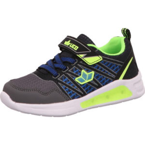 Lico Kinder Halbschuh Jungs schwarz grau mit blau und neongelb mit Klett