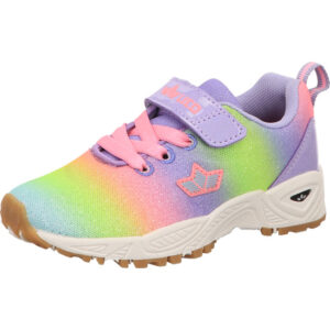 Lico Kinderturnschuh Regenbogen Glitzer mit Klett und weißer Sohle