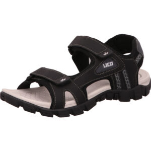 Lico Herren Sandalen schwarz mit Klett und hellem Fußbett mit schwarzer Sohle
