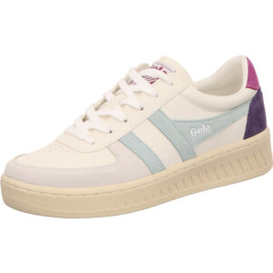 Gola Sneaker Damen creme lila pink mit baluen Streifen und weißer Schnürung mit cremefarbener Sohle
