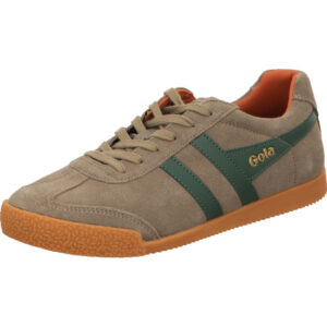 Gola Sneaker Herren grau mit grünen Streifen und grüner Schnürung und brauner Sohle