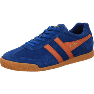 Gola Sneaker Damen blau mit orangenen Streifen und blauer Schnürung mit braunen Streifen