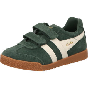 Gola Kinder grün mit weißen Streifen und goldenem Logo mit brauner Sohle