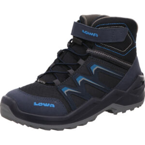 Lowa Maddox Warm GTX Mid hoher Kinderwanderschuh gefüttert grau blau unf graue Sohle