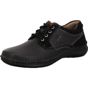 Josef Seibel Herren Halbschuh schwarz kombi mit Schnürung und schwarzer Sohle