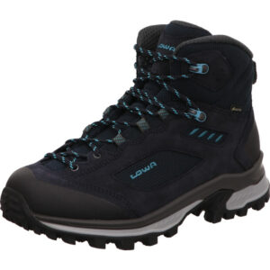 Lowa Damen Wanderschuh hoch Corvara GTX MID Wns Farbe dunkelblau mit hellblau Applikationen