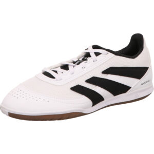 Adidas Herren Hallenfußballschuh weiß schwarz gelb mit lasche vorne und Indoorsohle