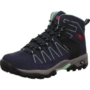Brütting Wander und Trekkingschuh Schnürer blau mit mint und grau schwarzer Sohle