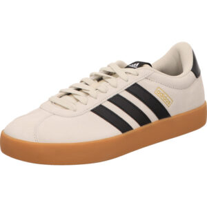Adidas Herren Sportsneaker VL Court 3 beige nubuk mit schwaren Streifen und gum sohle