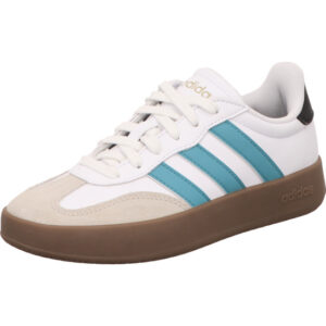 Adidas Barreda Damen Sneaker weiß mit grünen Streifen und dunkler Sohle