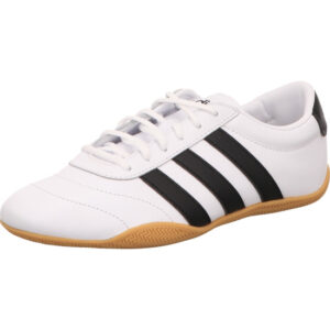 Adidas Grand Court lo schmaler Damen sneaker weiß mit schwarzen Streifen und gum sohle