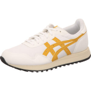 Asics Tiger runner weiß mit gelben Streifen und beigefarbener Sohle