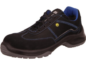 Steitz Secura Sicherheitsschuh schwarz halb mit blauen Nähten und grauer Sohle