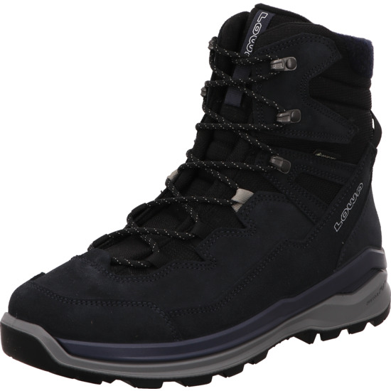 Lowa Winterschuh Ottawa Evo GTX navy grau hoch mit Agraffen und heller Sohle