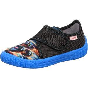 Superfit Kinderschuh Jungs schwarz mit Motiv und blauer Sohle