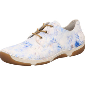 Rieker Damenschuh blau multi mit brauner Sohle