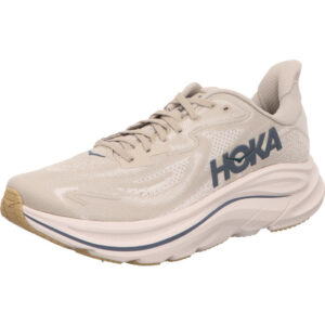 Hoka CLIFTON 10 PUTTY / GROUT beige mit blauem Hoka Logo Herren Laufschuhe
