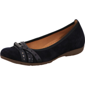 Gabor Damen Ballerina dunkelblau kombi mit brauner Sohle