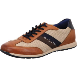 Bugatti Herren Schnürschuh halb cognac mit beige und dunkelblau mit heller Sohle