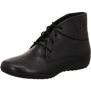 Josef Seibel Damen Stiefelette schwarz mit schwarzer Schnürung und schwarzer Sohle