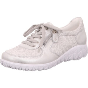 Waldläufer Halbschuh Damen geschnürt mit Reißverschluss an der Seite weiß