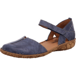Josef Seibel Damen Sandalette blau mit Klett und brauner Sohle