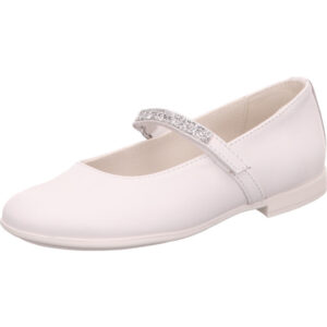 Micio Kinder Ballerinas Mädchen weiß mit silber Riemen und weißer Sohle