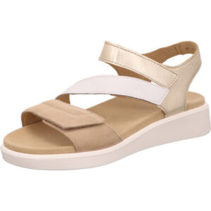 Ara Damen Sandalette beige weiß kombi mit beigem Fußbett mit weißer Sohle