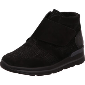 Waldläufer Stiefelette Damen mit Klettverschluss schwarz