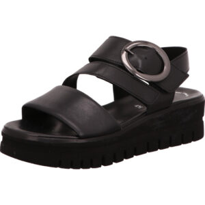 Gabor Sandaletten Damen schwarz mit schwarzer Sohle und Schnalle