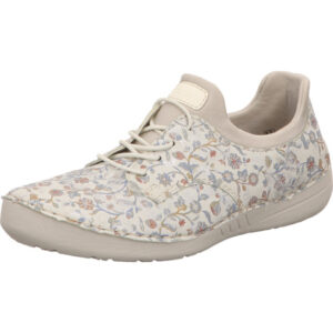Rieker Damenschuh cremeweiß mit Muster und heller Sohle