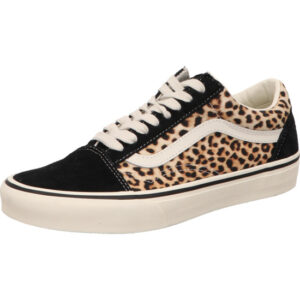 vans damen sneaker old skool black leopard schnürer helle Sohle