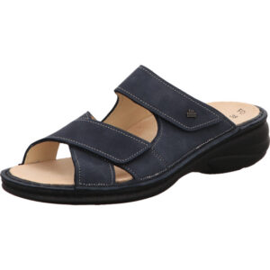 Finn Comfort Hausschuh Damen marineblau mit schwarzer Sohle