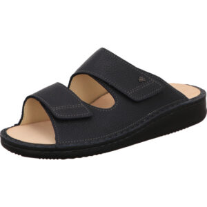 Finn Comfort Hausschuh Herren navy mit schwarzer Sohle