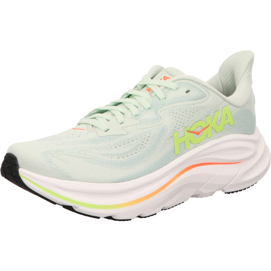Hoka CLIFTON 10 Damen Laufschuhe SEA GLASS / NEON FLAME