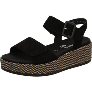 Remonte Damen Sandalette schwarz mit braun schwarzem Keil