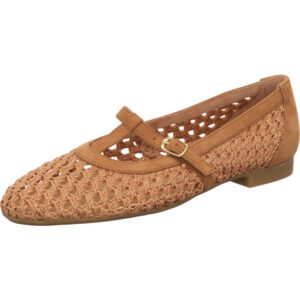 Paul Green Ballerina mit Klettverschluss braun mit brauner Sohle