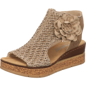 Rieker Damen Sandaletten beige mit brauner Sohle