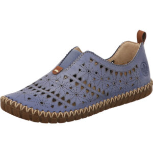 Rieker Halbschuh Damen jeans mit brauner Sohle