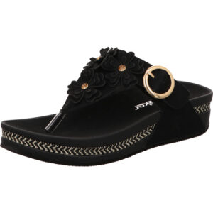 Rieker Damen Zehenschuh schwarz mit schwarzer Sohle