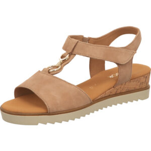 Gabor Comfort Damen Sandalette sand mit Gold und Korksohle