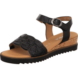 Gabor Comfort Damen Sandalette schwarz mit Schnalle und schwarzer Sohle