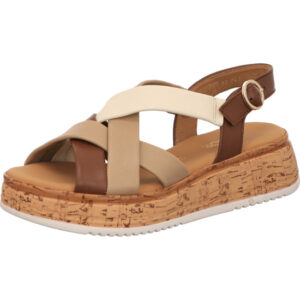 Gabor Comfort Damen Sandalette cognac mit Klett und Korksohle