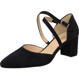 Gabor Damen Pumps dunklebkau mit Riemen und dunkelblauem Absatz