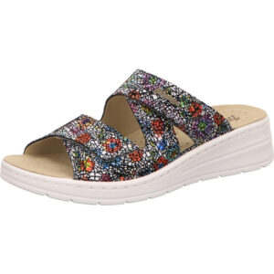 Hickersberger Kräuterschuh schwarz multi mit Klett und hellem Fußbett mit weißer Sohle