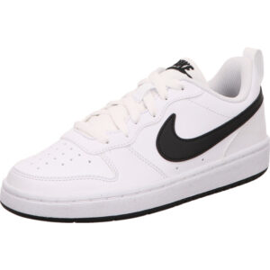 nike court borough low recraft kinder sneaker weiss kombi schnürer scharzes logo