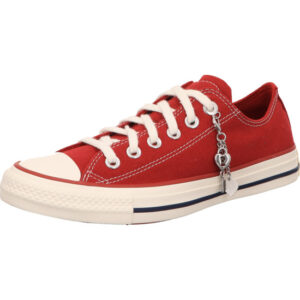 converse damen sneaker halbschuh ctas ox rot mit herzförmigen Anhänger und heller Sohle
