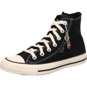 converse damen sneaker ctas hi schwarz mit herzanhänger schnürer und heller Sohle