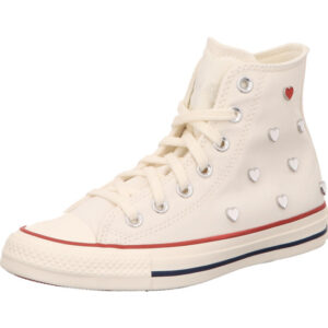 converse ctas hi vintage damen sneaker weiss schnürer mit herzchen verzierung imd inner Steinchen